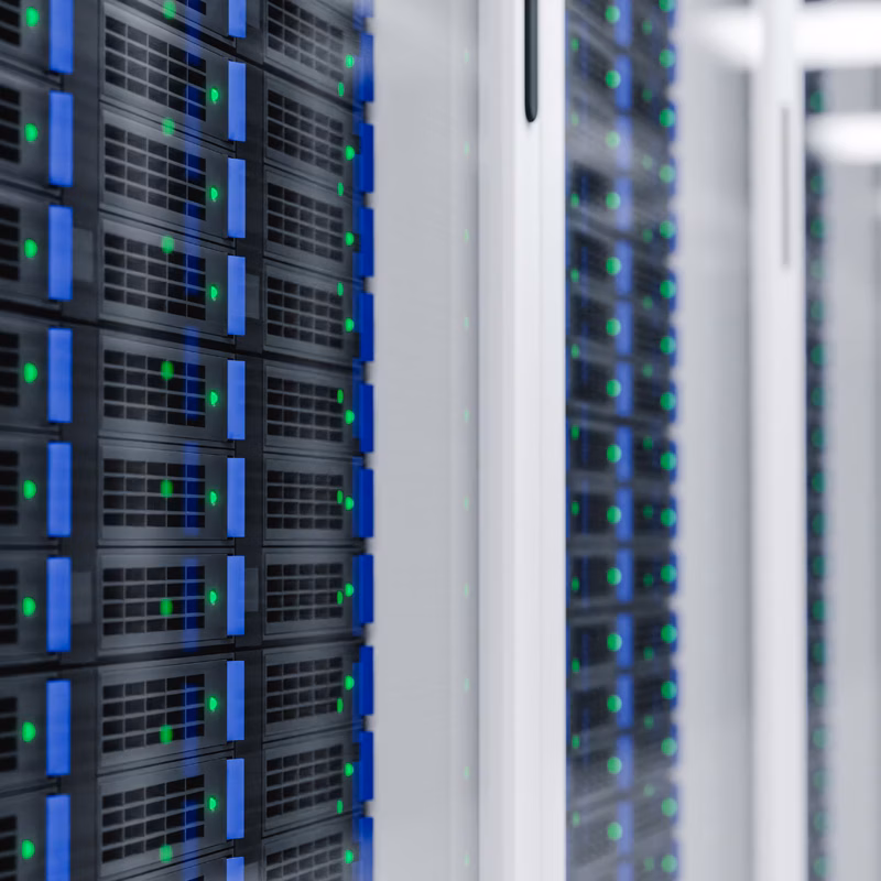 Server room panels in a futuristic data center