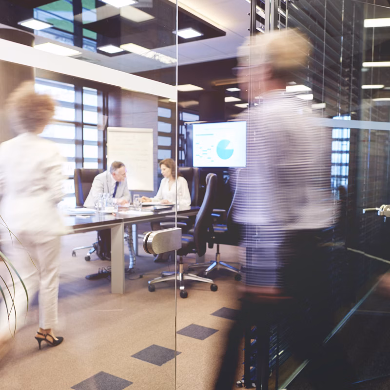 Crowded conference room on busy day