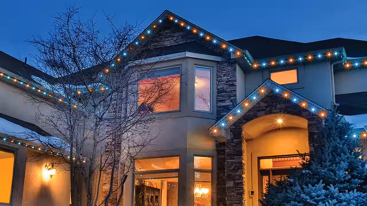 a home during winter with led Christmas lights
